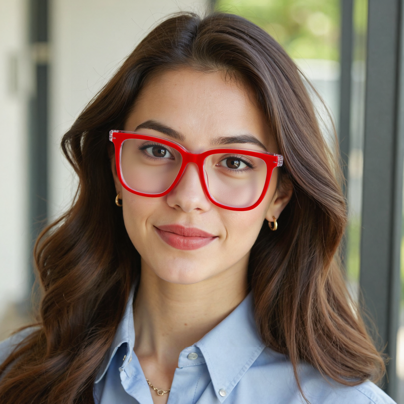 Prudence Quadratische Rote Brille