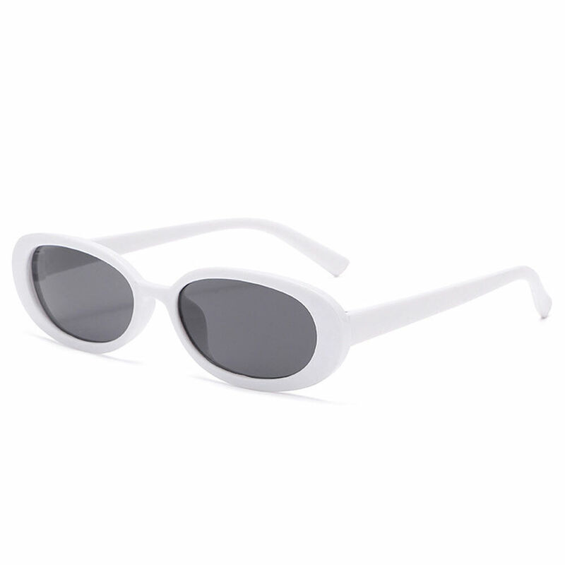 Derry Oval White Sunglasses