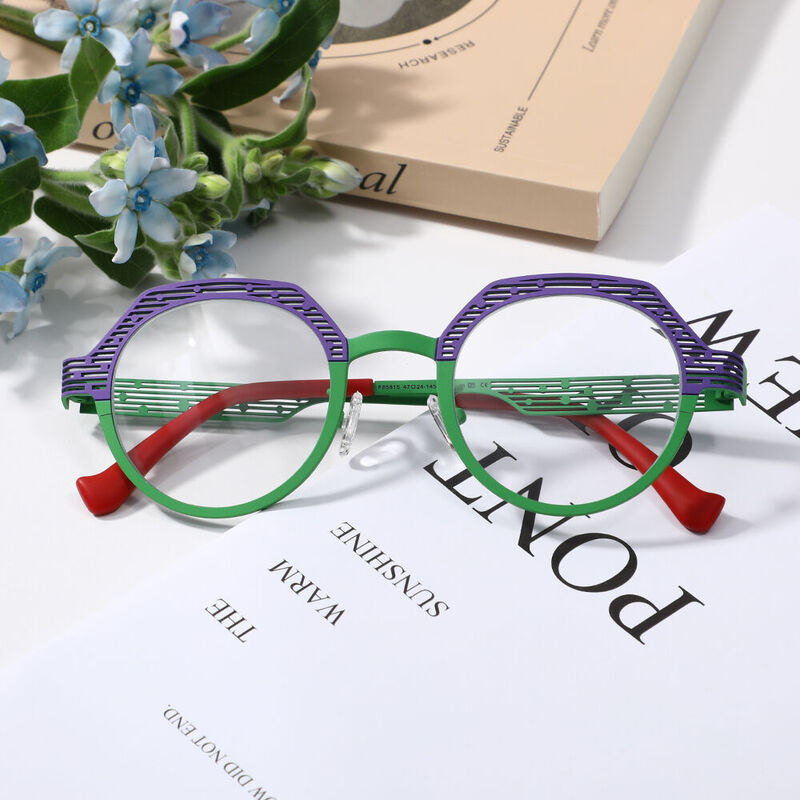 Caush Geometric Green Glasses