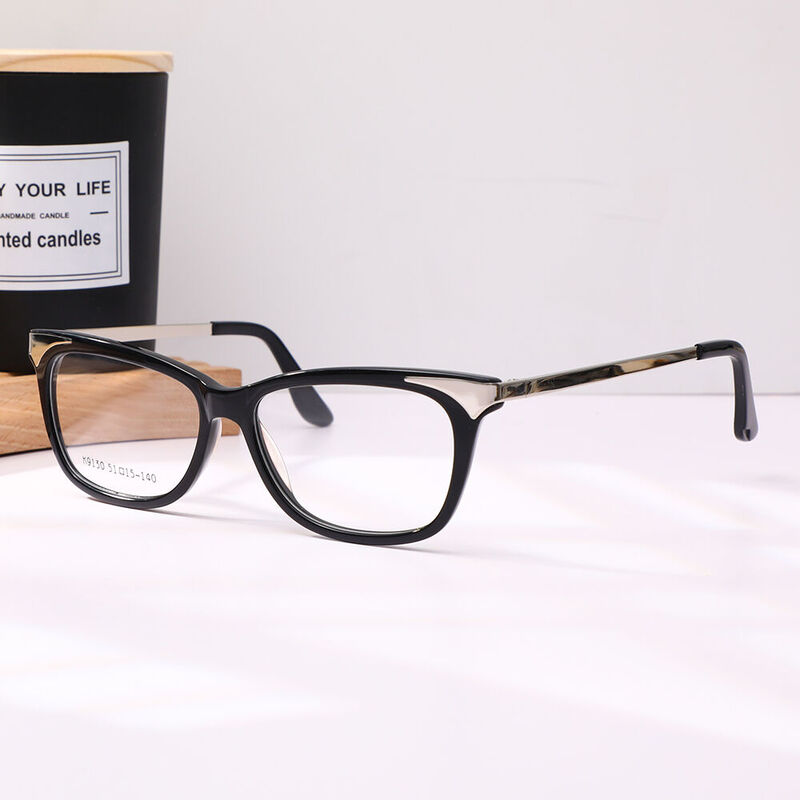 Maure Rectangle Black Glasses