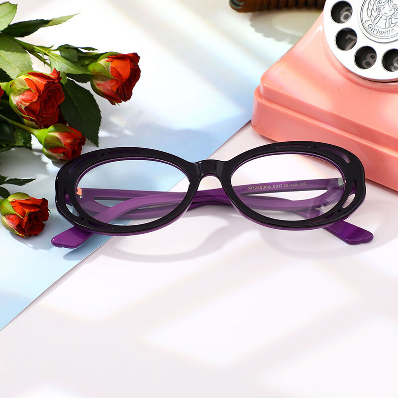 Cumberl Oval Black Purple Glasses