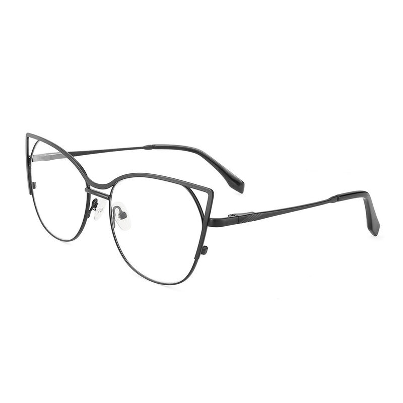 Edith Cat Eye Black Round Glasses