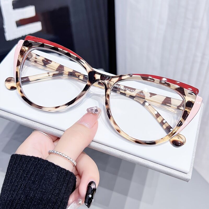 April Cat Eye Leopard Glasses