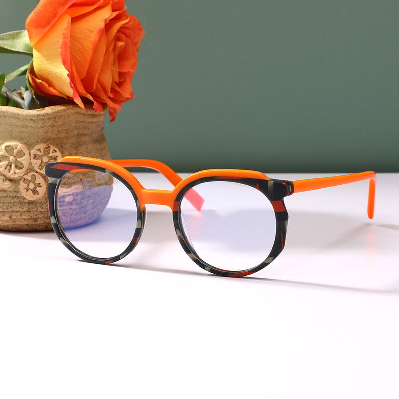 Regi Round Orange Glasses