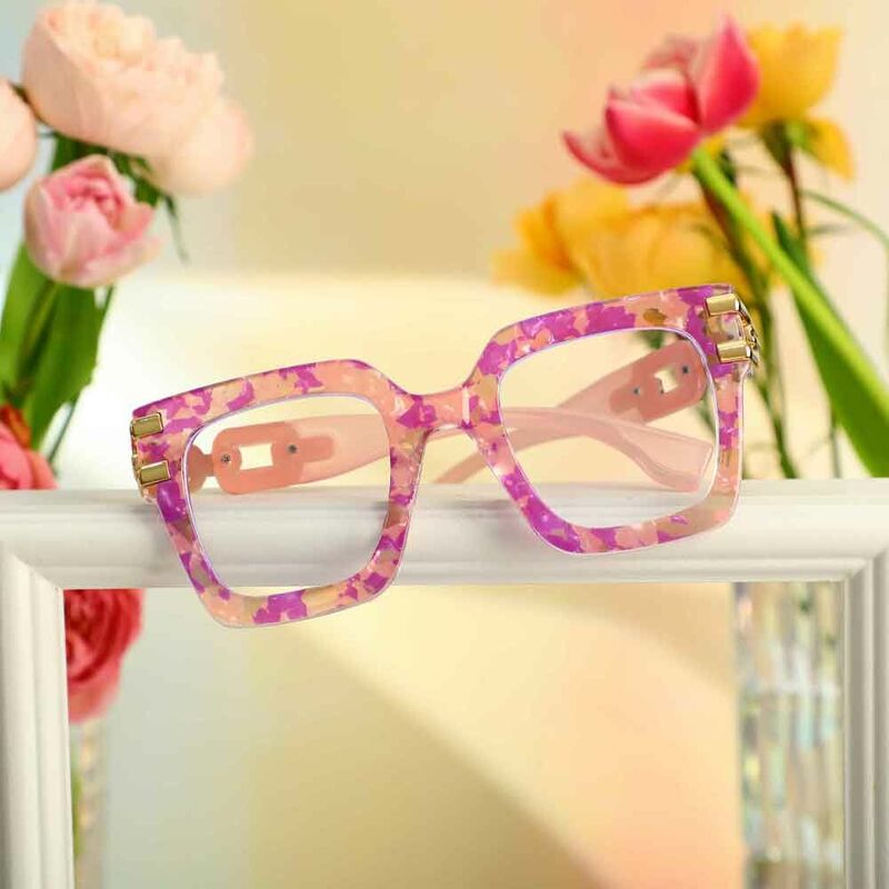 Nydia Square Pink Glasses