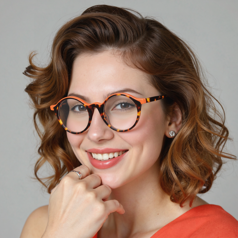 Cheryl Round Orange Glasses