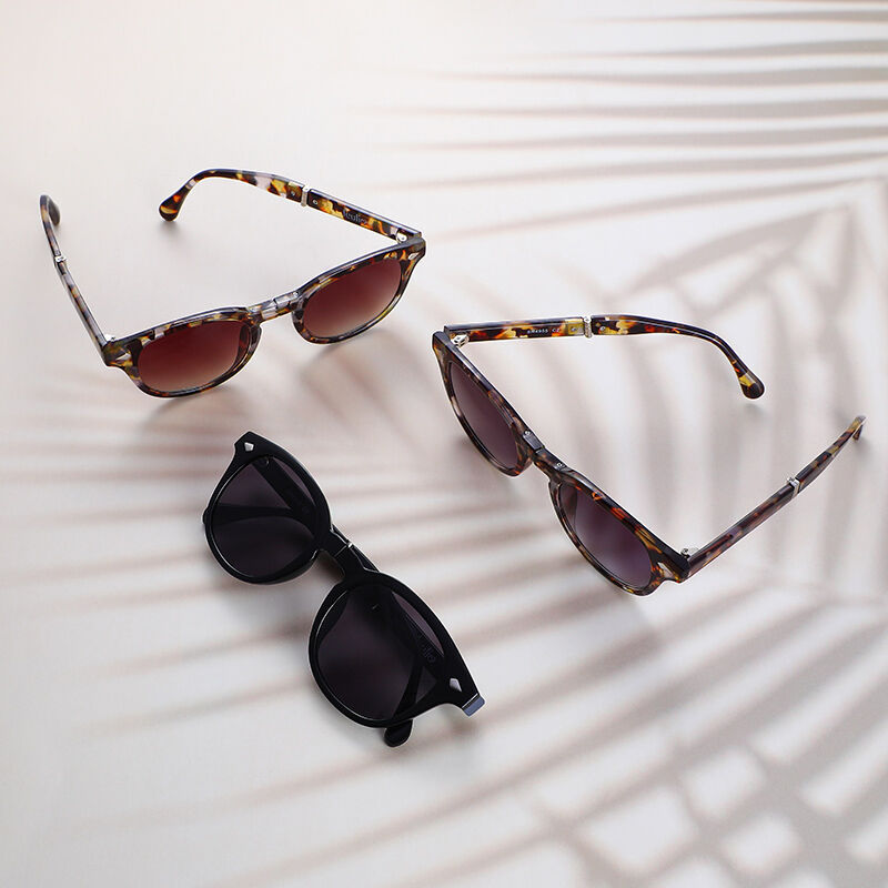 Transform Round Tortoise/Grey Folding Sunglasses