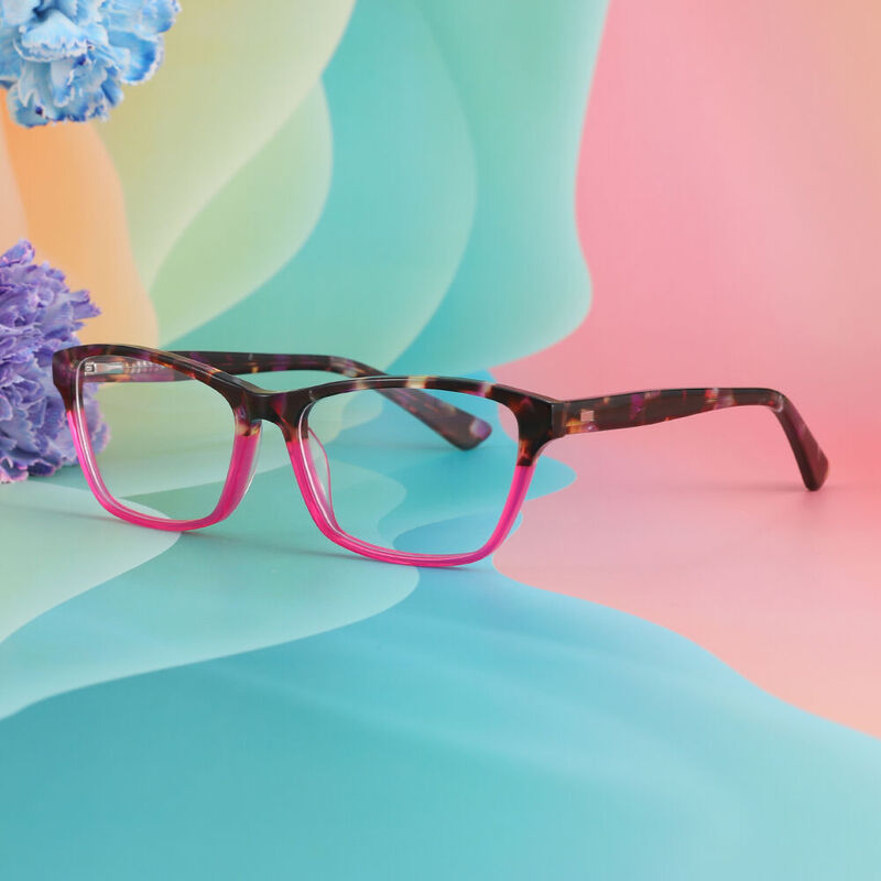 Huertas Rectangle Pink Glasses