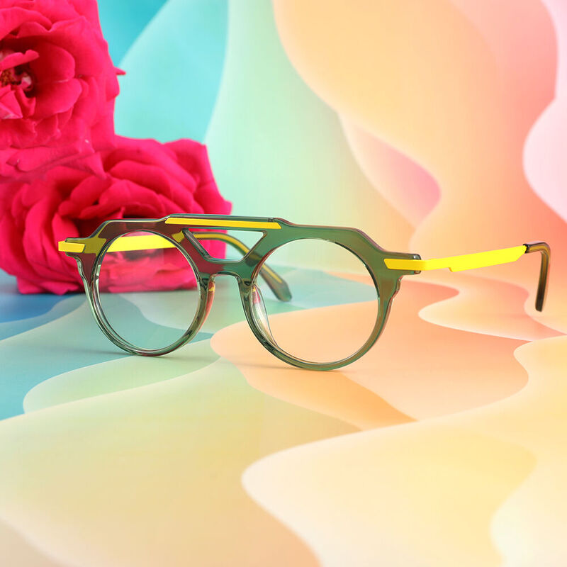 Justine Aviator Green Glasses