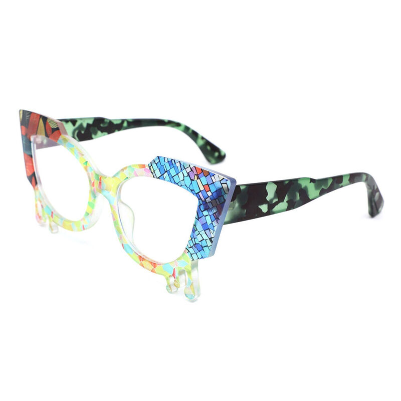 Colcloug Cat Eye Grüne Brille
