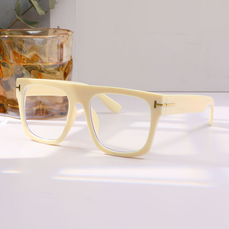 Vibrant Square Beige Glasses