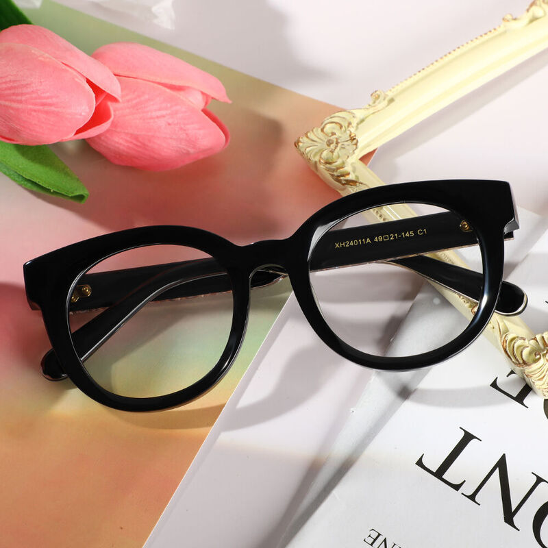 Haley Round Black Glasses
