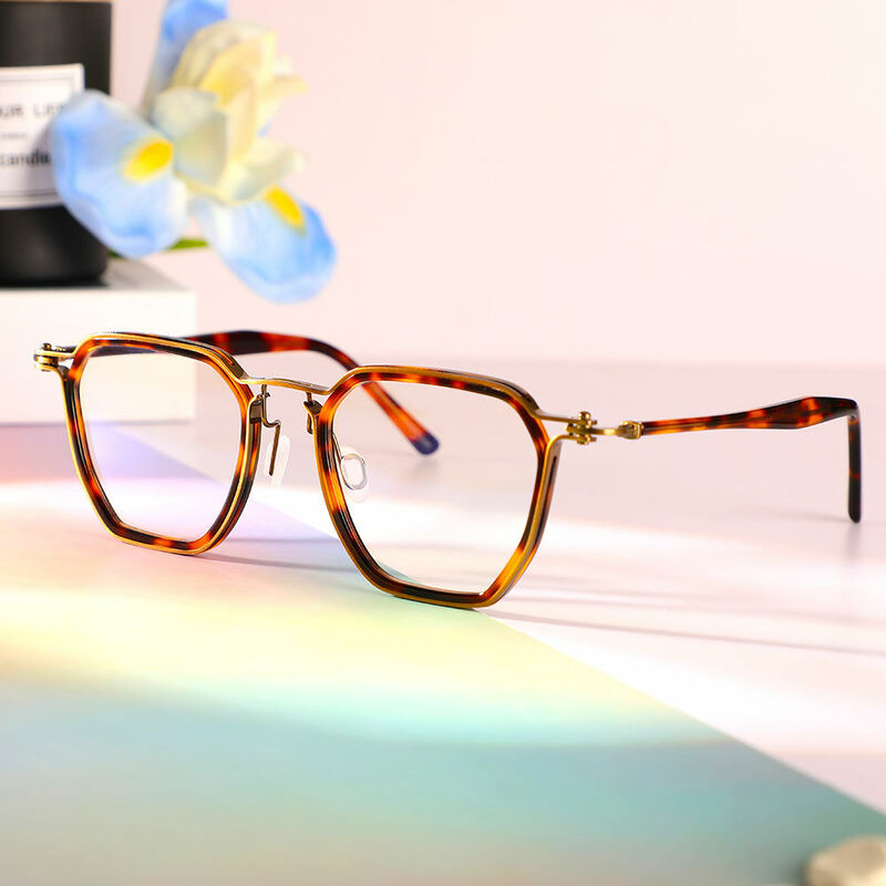 Elizabet Geometric Tortoise Glasses
