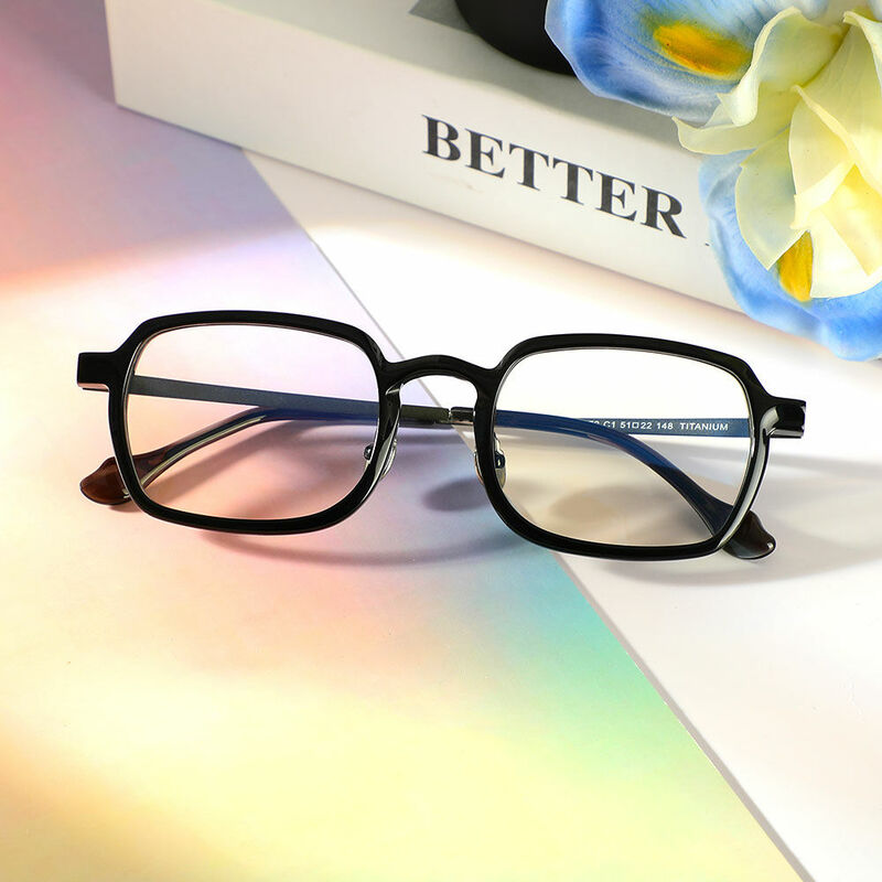 Afra Rectangle Black Glasses