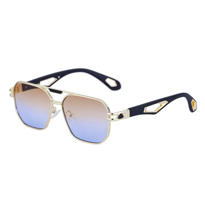 Faustina Aviator Gold Blue Sunglasses