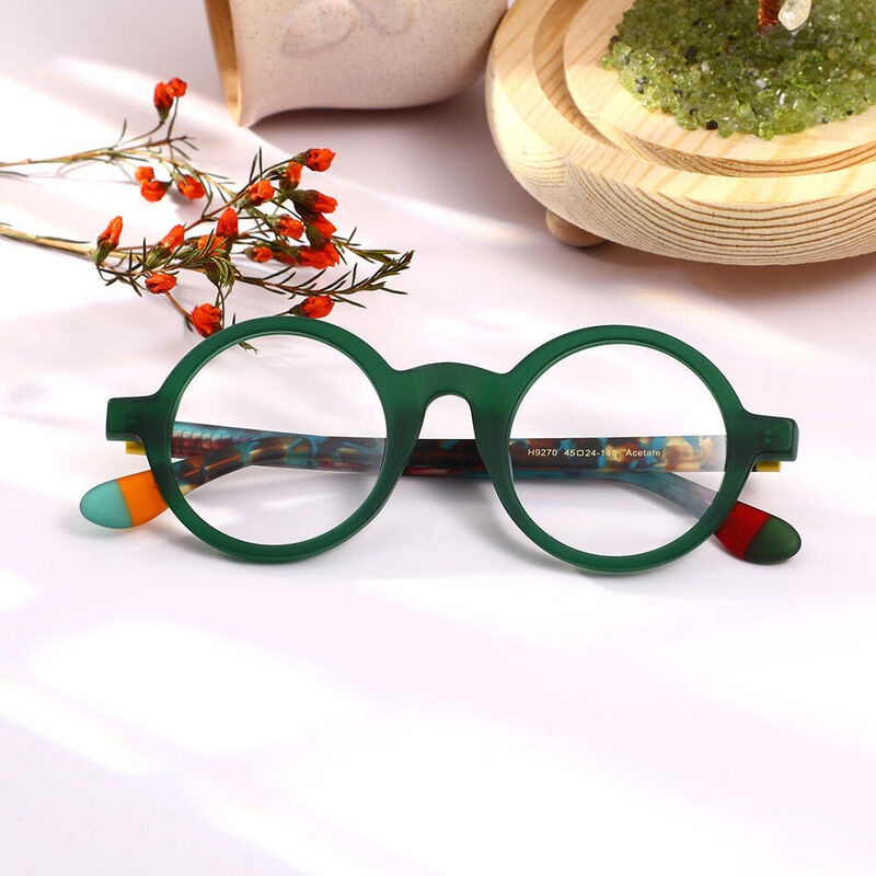 Adalis Round Green Glasses