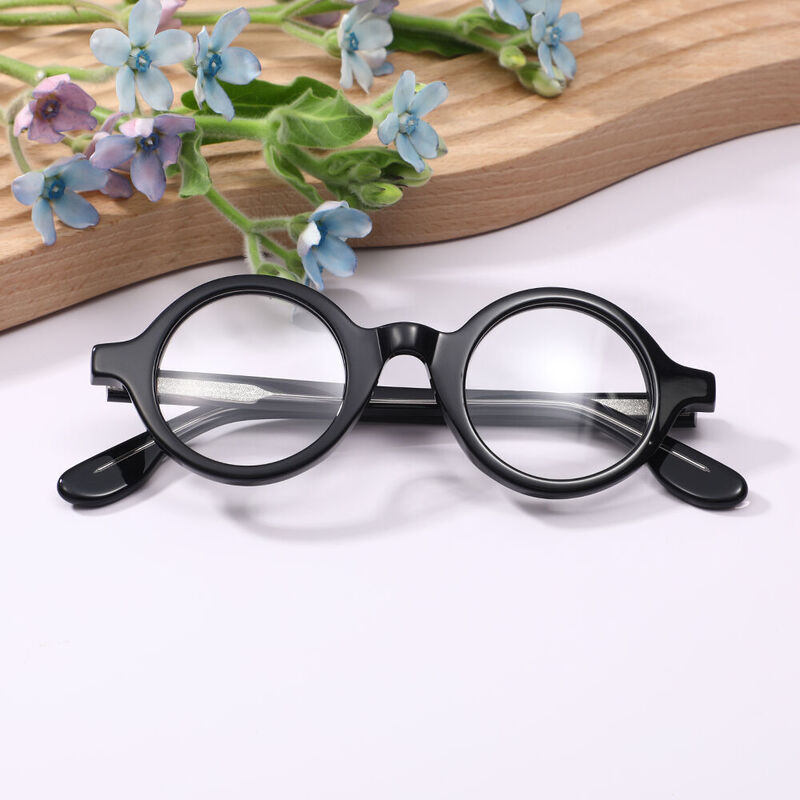 Aldric Round Black Glasses