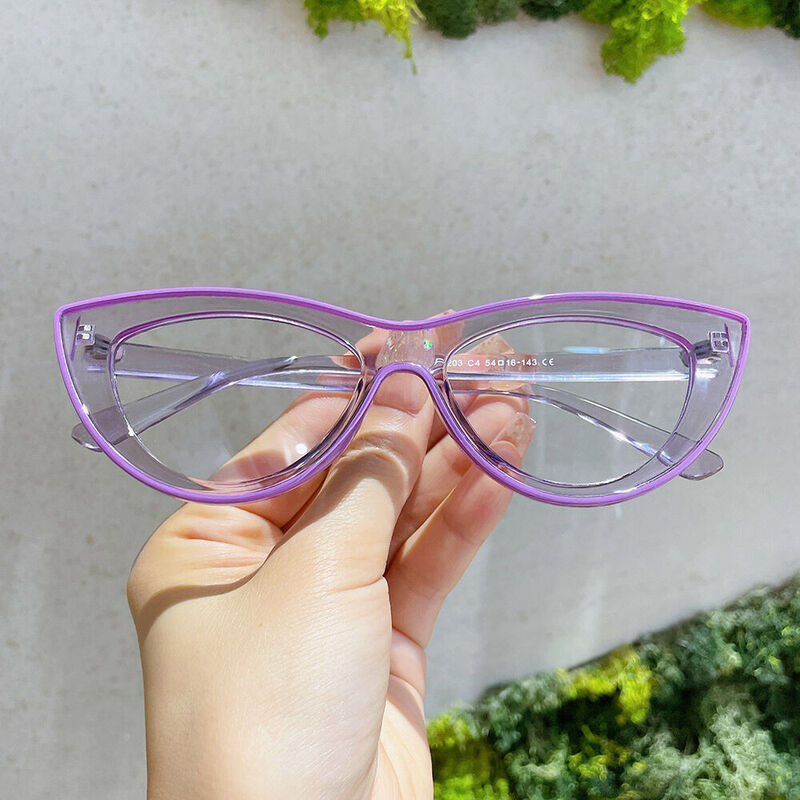 Trista Cat Eye Purple Glasses