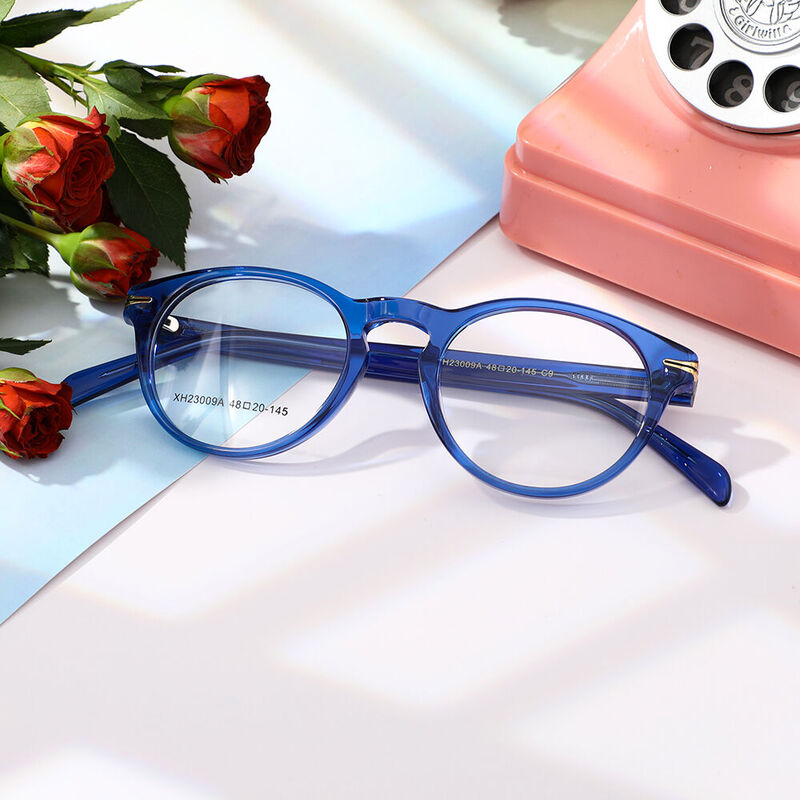 Samsen Round Blue Glasses