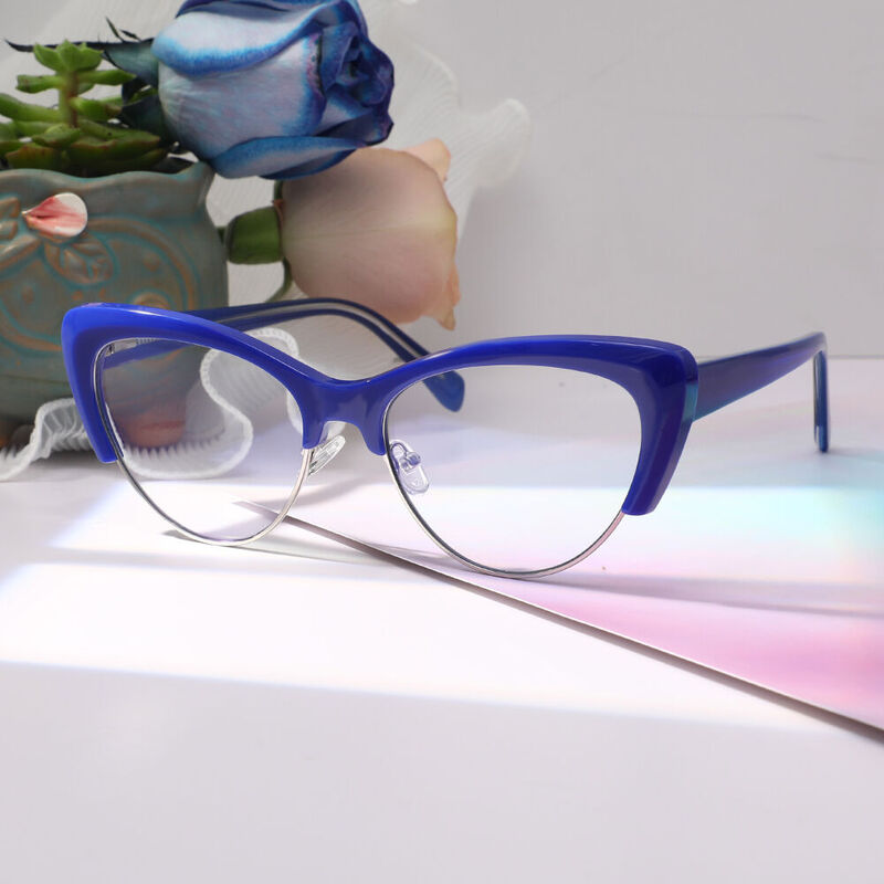 Lincoliy Cat Eye Blue Glasses