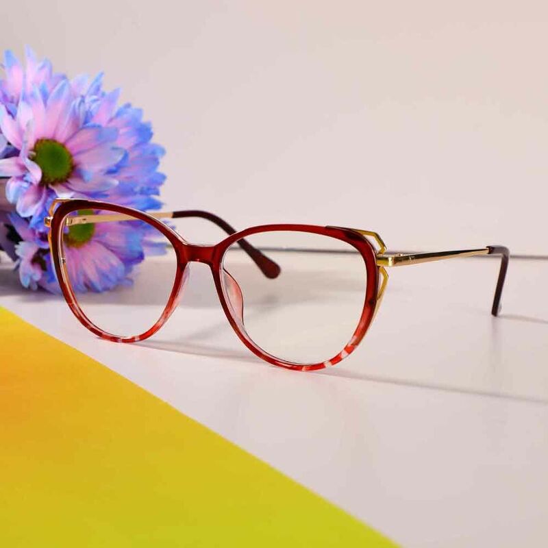 Crystal Cat Eye Rote Brille