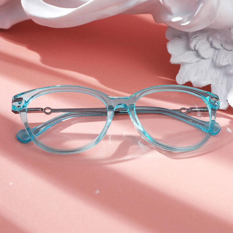 Elva Cat Eye Blue Glasses