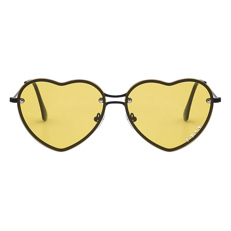 Amore Heart Yellow Sunglasses