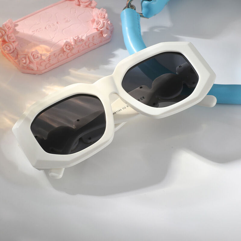 Gail Geometric White Sunglasses