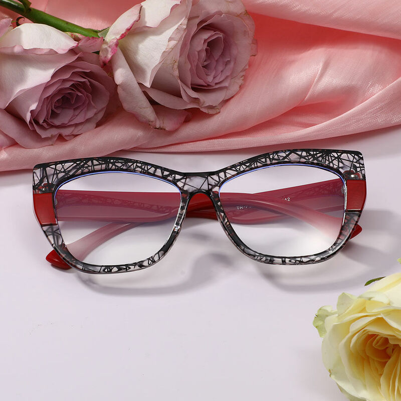 Philey Cat Eye Black Clear Glasses