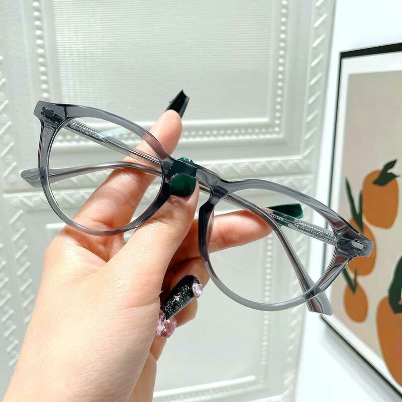 Catharine Round Gray Glasses