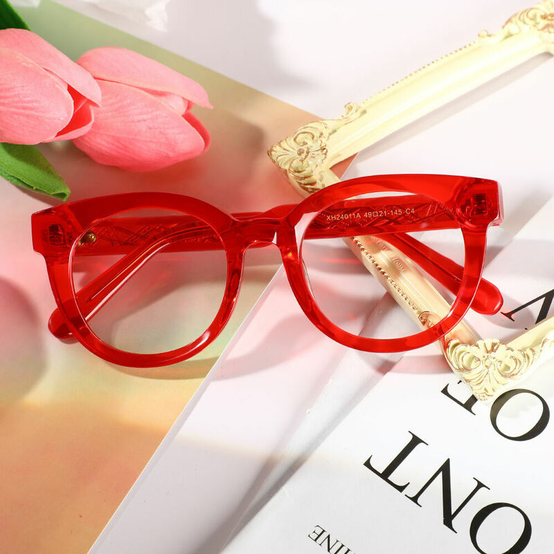 Gafas Graduadas Redondas Rojas Haley