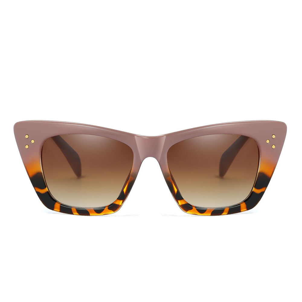Bernadette Cat Eye Quadratische Braune Leopardene Sonnenbrille