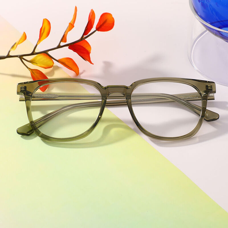 Bertha Square Green Glasses