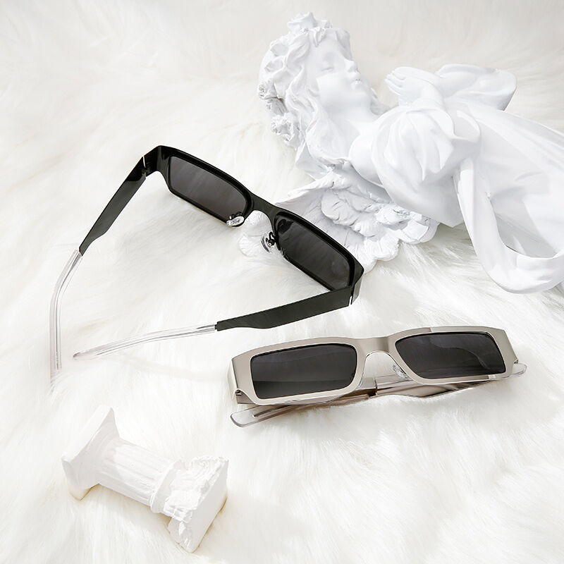 Perspective Rectangle Black Sunglasses