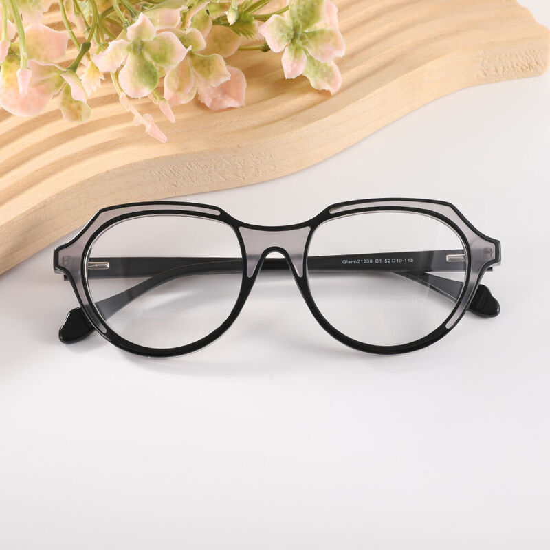 Eveline Oval Black Glasses
