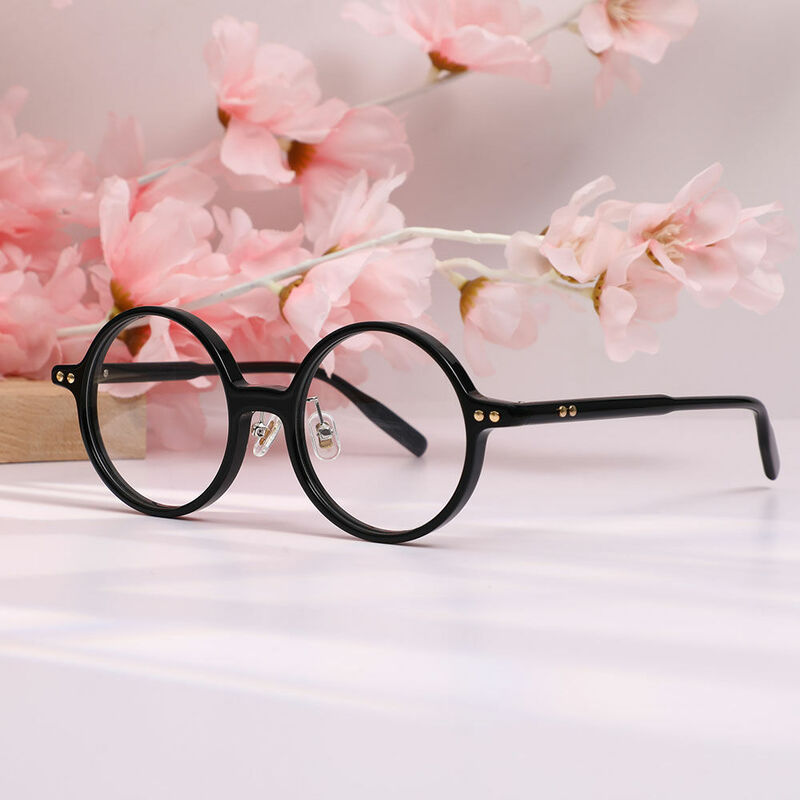 Tazey Round Black Glasses