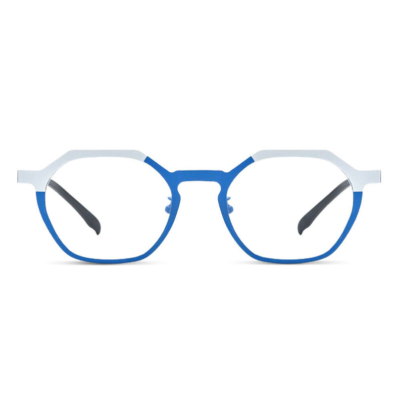 Justie Geometric Blue White Glasses