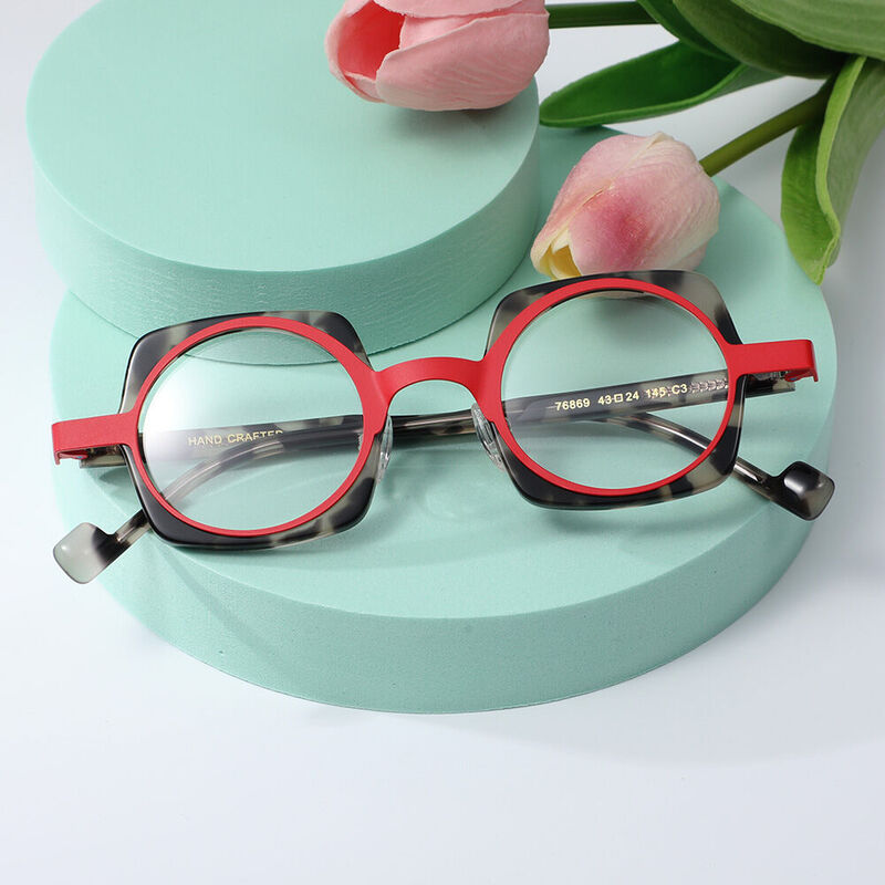 Luci Geometric Red Glasses