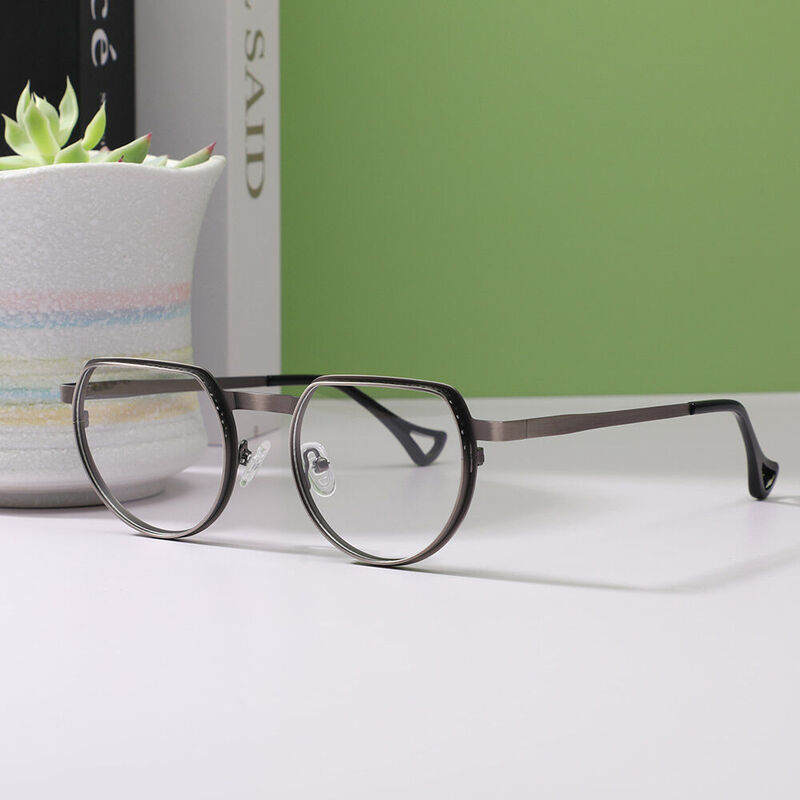 Albec Oval Gunmetal Glasses