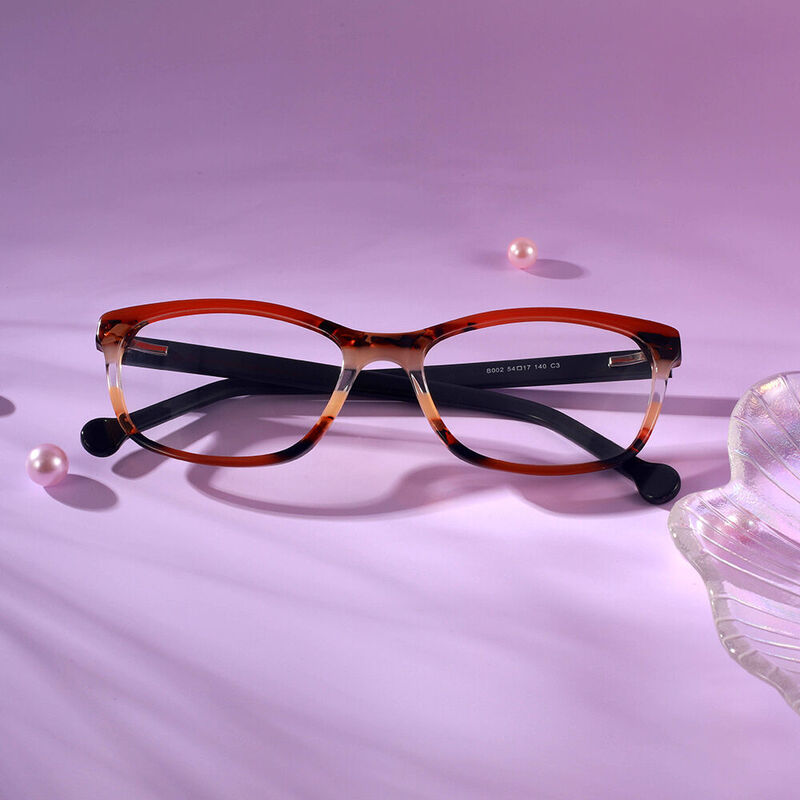 Hermosa Rectangle Orange Multicolored Glasses