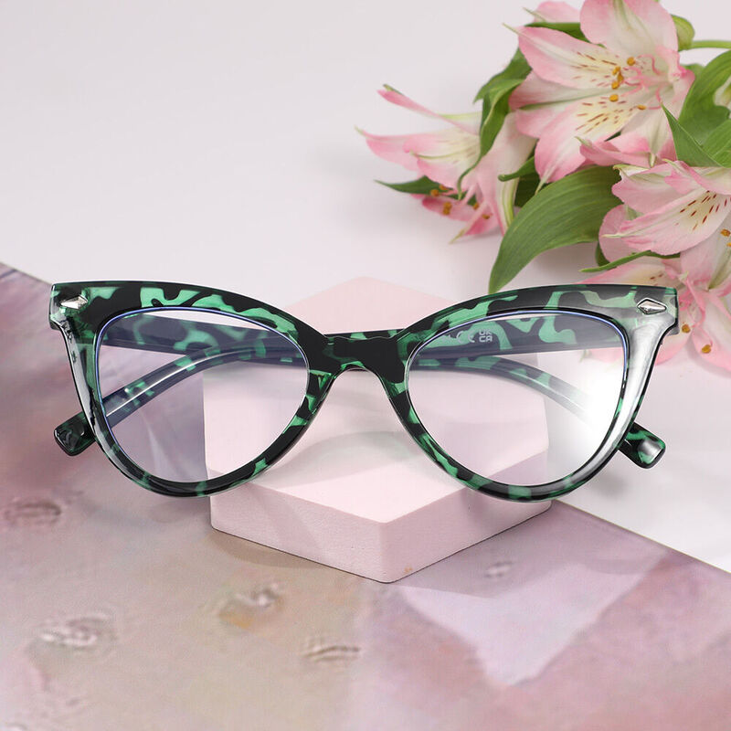 Alma Cat Eye Green Glasses