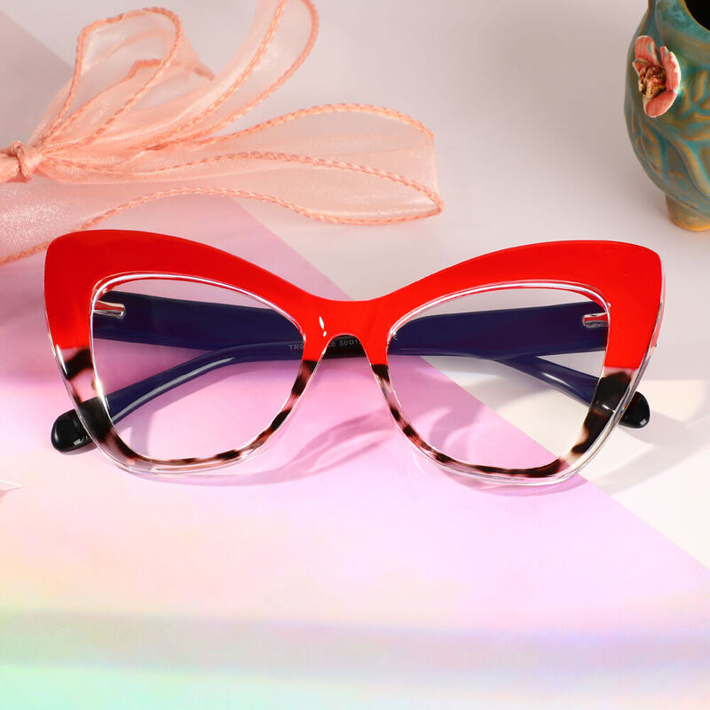 Huggins Cat Eye Red Glasses