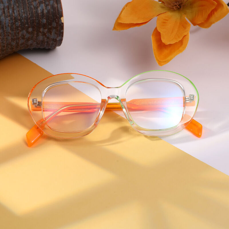 Hayley Oval Orange Green Glasses