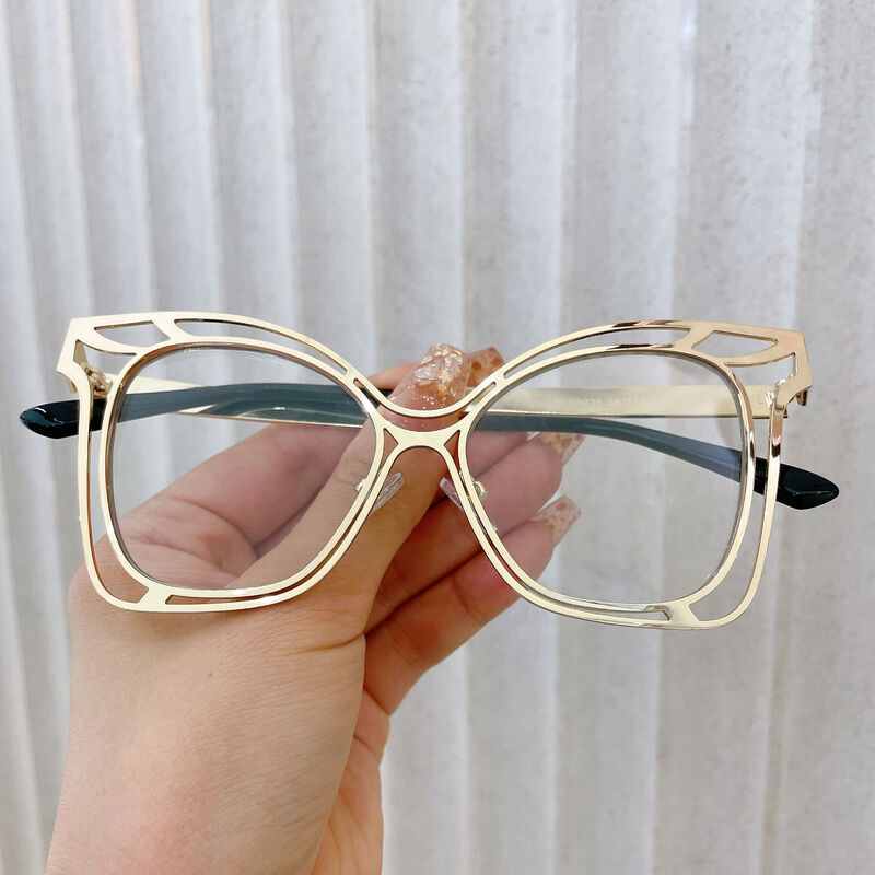 Agneis Cat Eye Gold Glasses