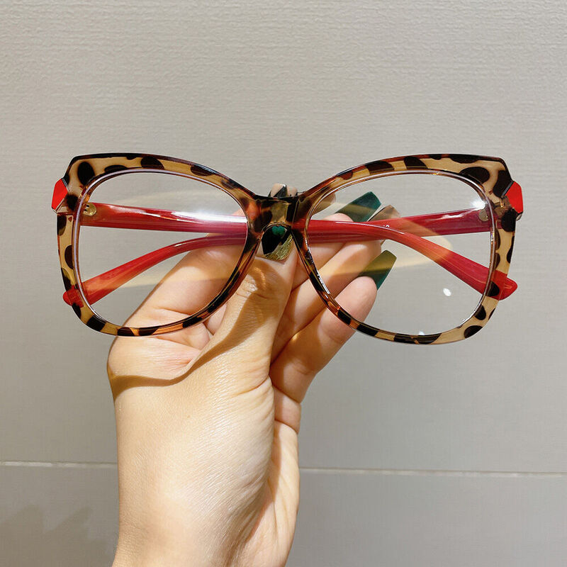 Isabella Cat Eye Leopard Glasses