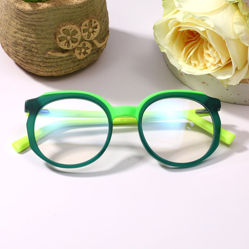 Regi Round Green Glasses