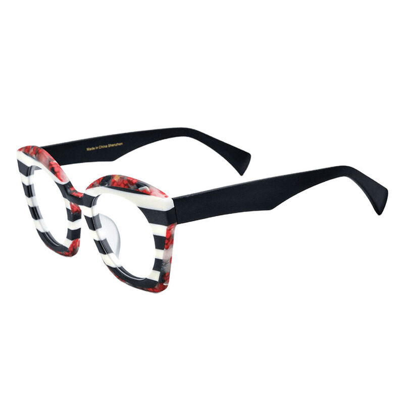 Faithe Cat Eye Black White Glasses