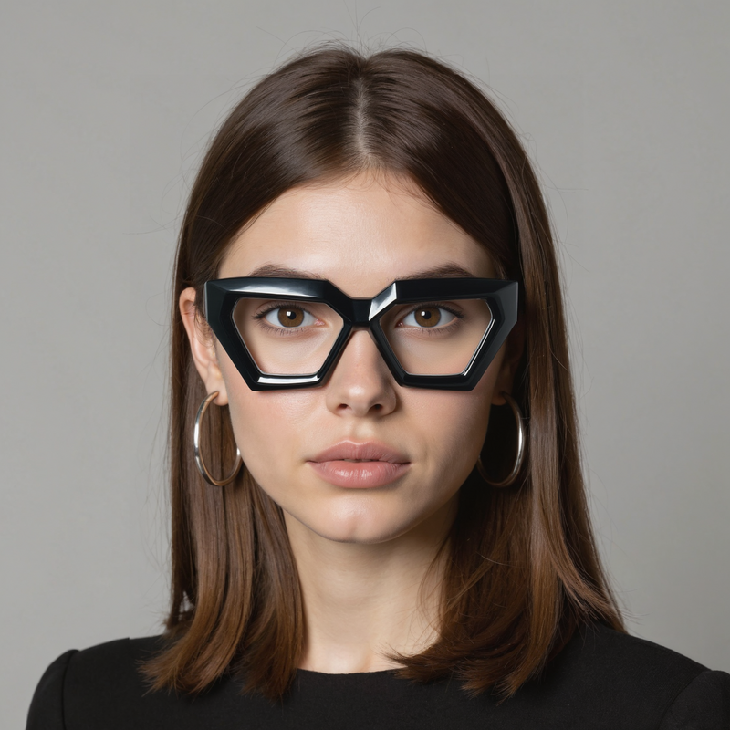Shehzad Geometric Black Glasses