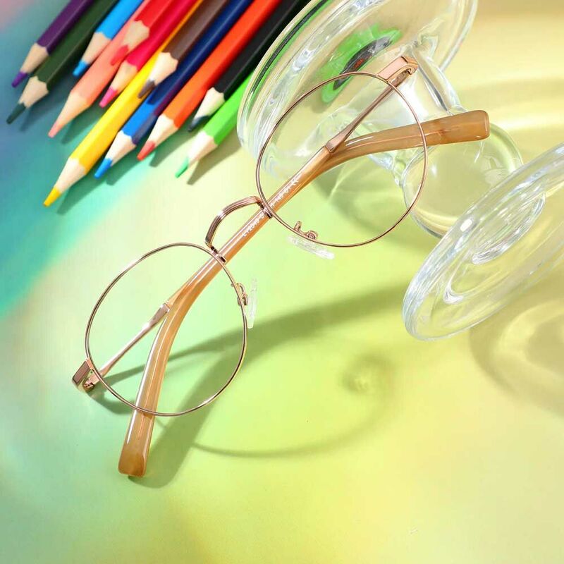 Lunettes de Vue Owen Ronde Rose Doré