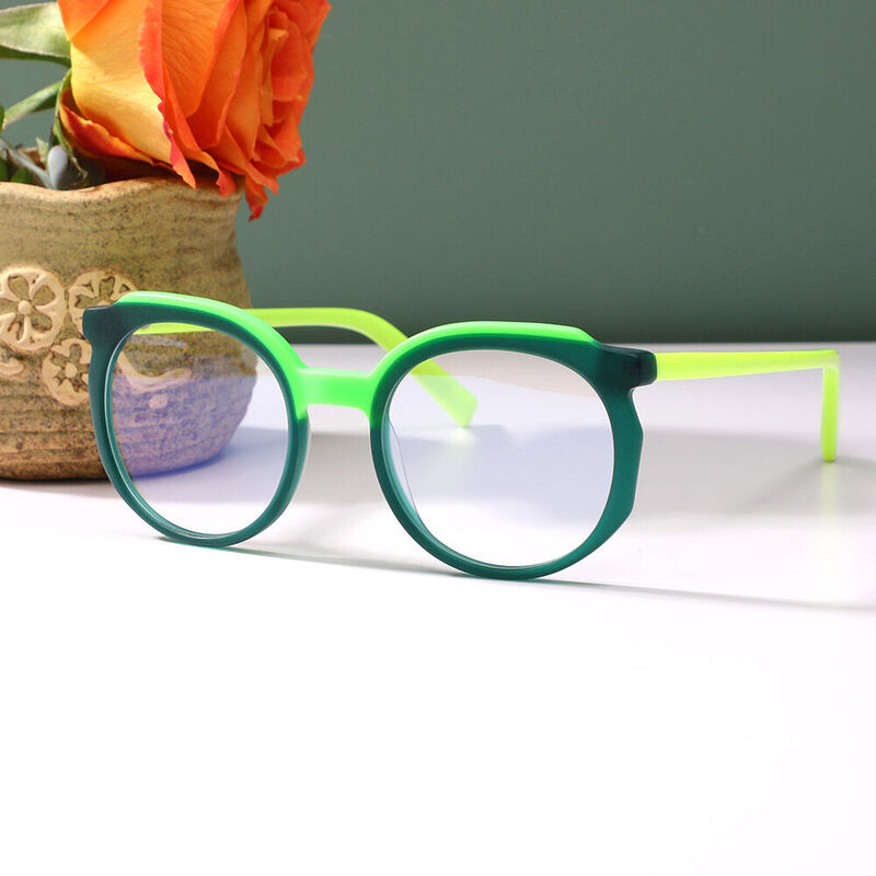 Regi Round Green Glasses